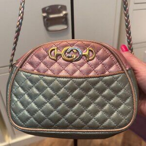 Gucci Trapuntata Zumi Dome Bag Blue & Pink